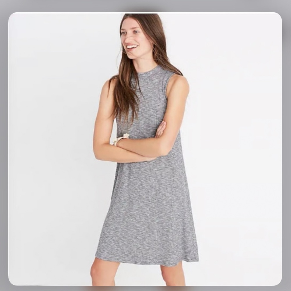 madewell sleeveless mockneck marled grey dress size small